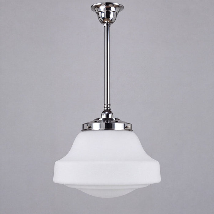 Single Rod Pendant Chrome With Lincoln Schoolhouse Opal Matt Glass - 3010202