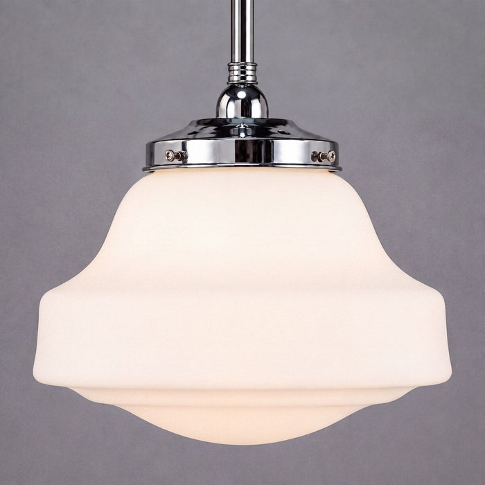 Single Rod Pendant Chrome With Lincoln Schoolhouse Opal Matt Glass - 3010202