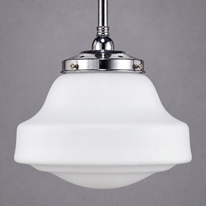 Single Rod Pendant Chrome With Lincoln Schoolhouse Opal Matt Glass - 3010202