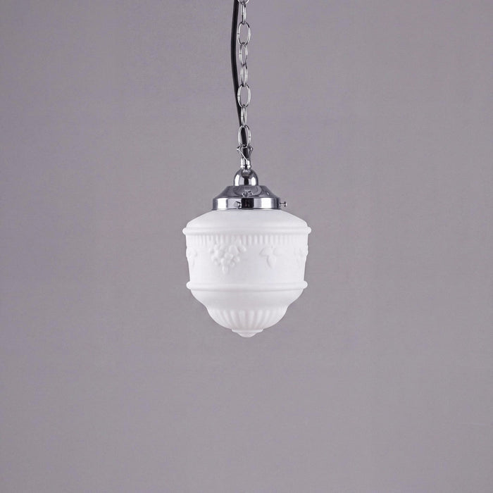 Single Chain Pendant Chrome With 8" Senator Opal Matt Glass - 3010221