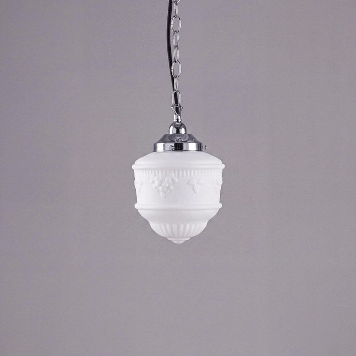 Single Chain Pendant Chrome With 8" Senator Opal Matt Glass - 3010221