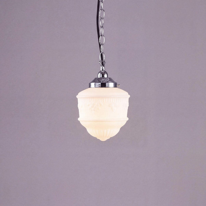 Single Chain Pendant Chrome With 8" Senator Opal Matt Glass - 3010221