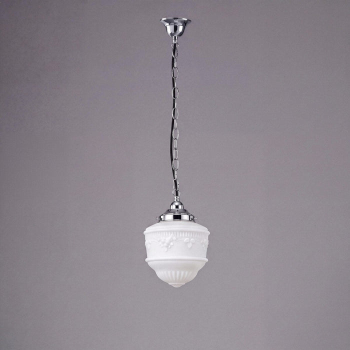 Single Chain Pendant Chrome With 8" Senator Opal Matt Glass - 3010221