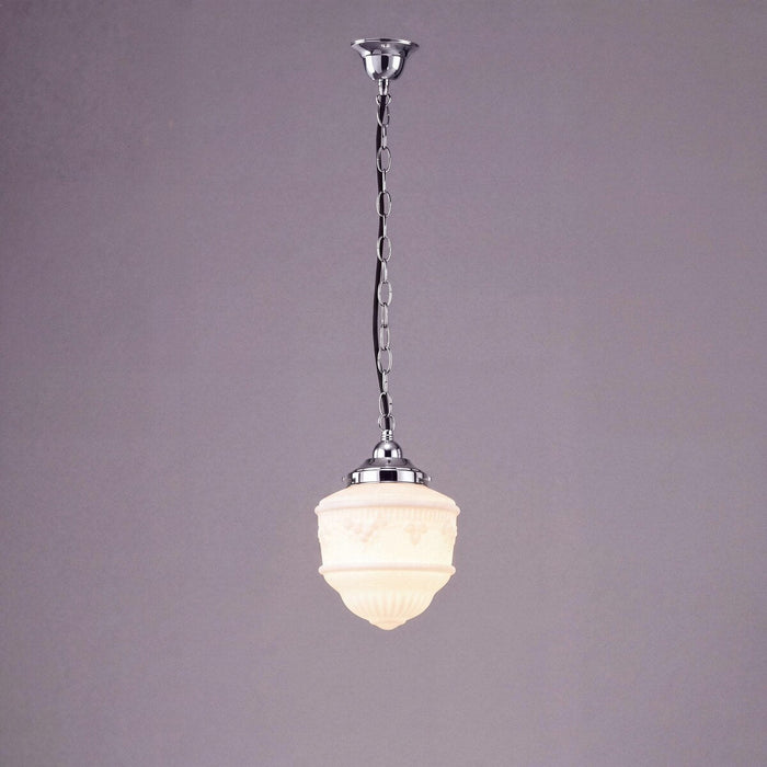 Single Chain Pendant Chrome With 8" Senator Opal Matt Glass - 3010221