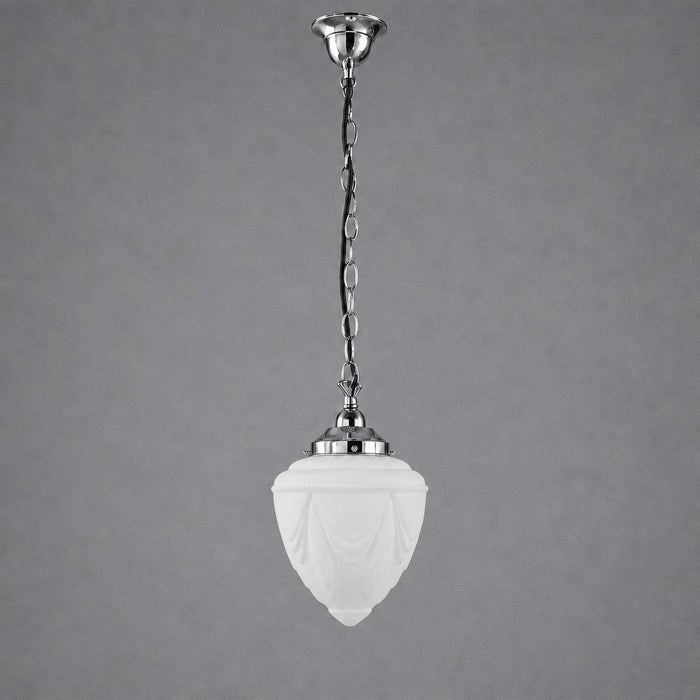 Single Chain Pendant Chrome With 8" Empire Opal Matt Glass - 3010223