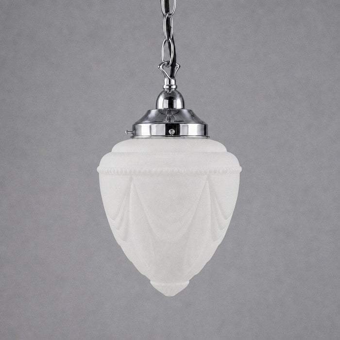 Single Chain Pendant Chrome With 8" Empire Opal Matt Glass - 3010223