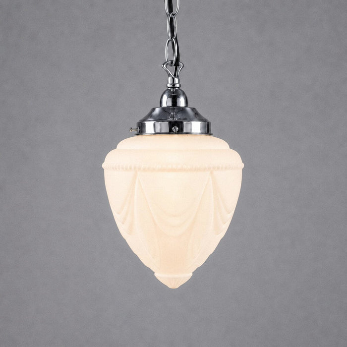 Single Chain Pendant Chrome With 8" Empire Opal Matt Glass - 3010223