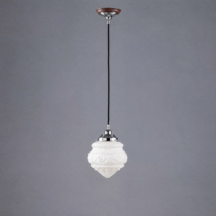 Single Cord Pendant Chrome With 8" Premier Opal Matt Glass - 3010230