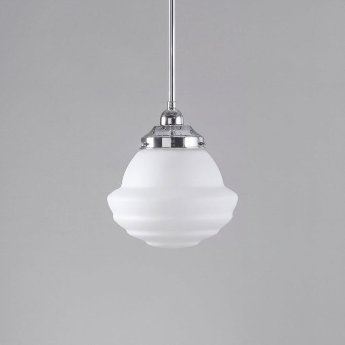 Single Rod Pendant Chrome With 9" Parkville Opal Matt Glass - 3010233