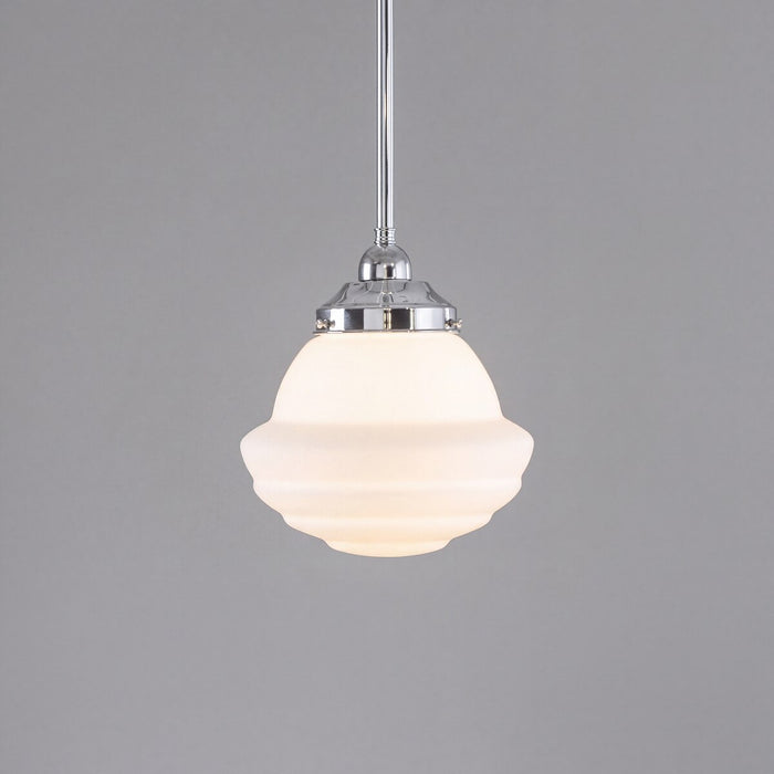 Single Rod Pendant Chrome With 9" Parkville Opal Matt Glass - 3010233