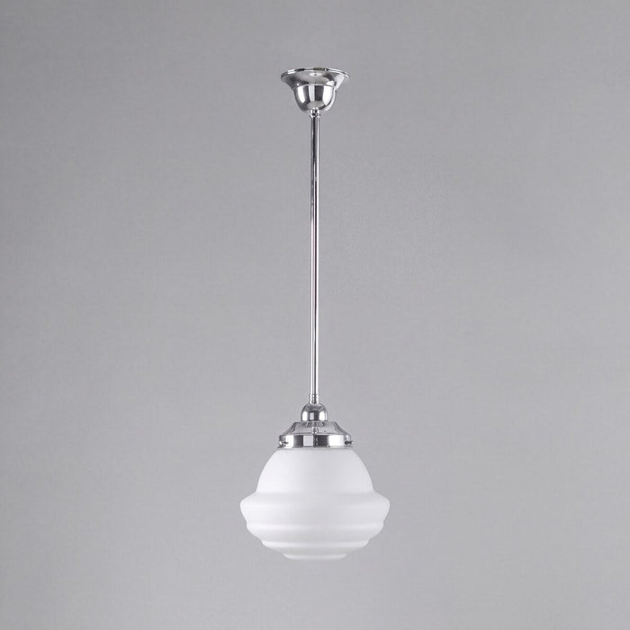 Single Rod Pendant Chrome With 9" Parkville Opal Matt Glass - 3010233