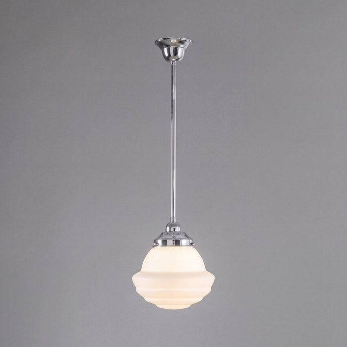 Single Rod Pendant Chrome With 9" Parkville Opal Matt Glass - 3010233