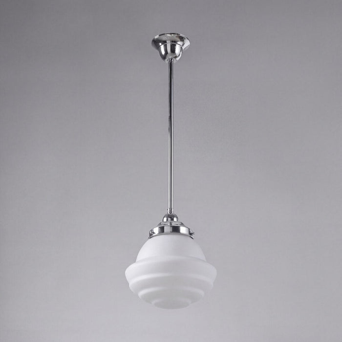 Single Rod Pendant Chrome With 9" Parkville Opal Matt Glass - 3010233