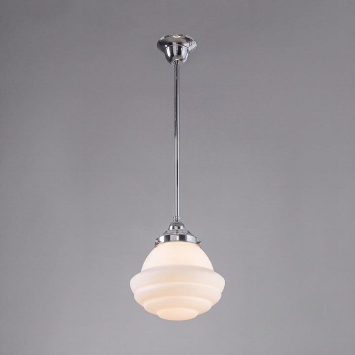Single Rod Pendant Chrome With 9" Parkville Opal Matt Glass - 3010233