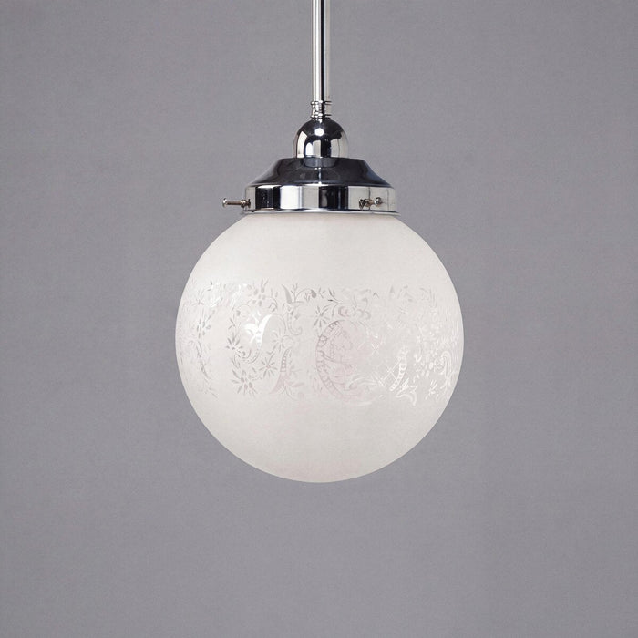 Single Rod Pendant Chrome With 8" Sheffield Glass - 3010240