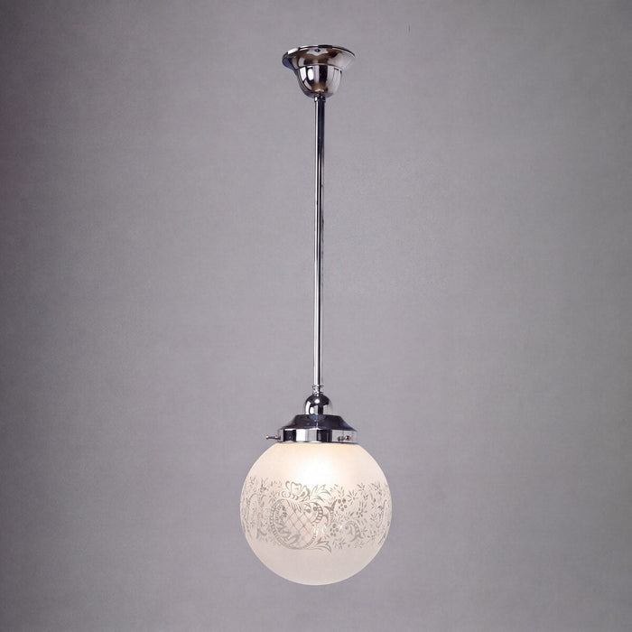 Single Rod Pendant Chrome With 8" Sheffield Glass - 3010240