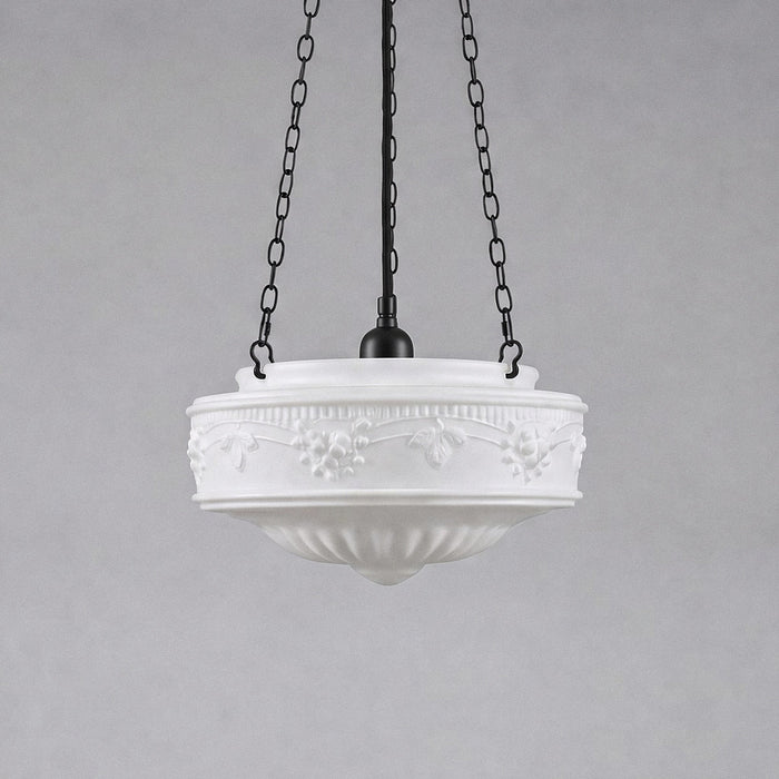 3 Chain Suspension Pendant Patina Black With 11" Senator Opal Matt Glass - 3020004