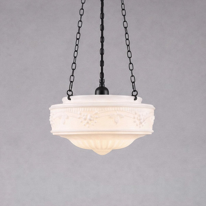 3 Chain Suspension Pendant Patina Black With 11" Senator Opal Matt Glass - 3020004