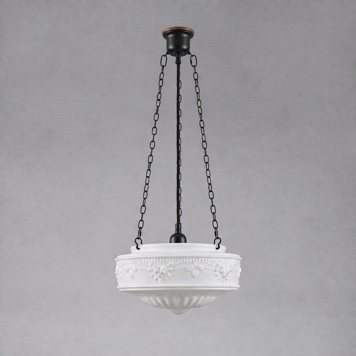 3 Chain Suspension Pendant Patina Black With 11" Senator Opal Matt Glass - 3020004