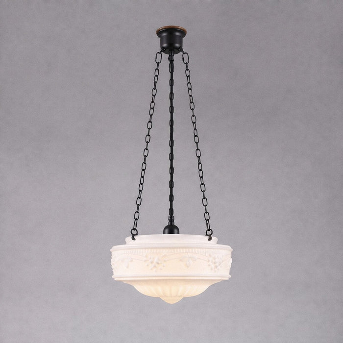 3 Chain Suspension Pendant Patina Black With 11" Senator Opal Matt Glass - 3020004