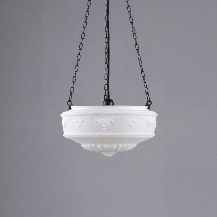 3 Chain Suspension Pendant Patina Black With 14" Senator Opal Matt Glass - 3020006