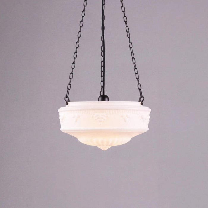 3 Chain Suspension Pendant Patina Black With 14" Senator Opal Matt Glass - 3020006