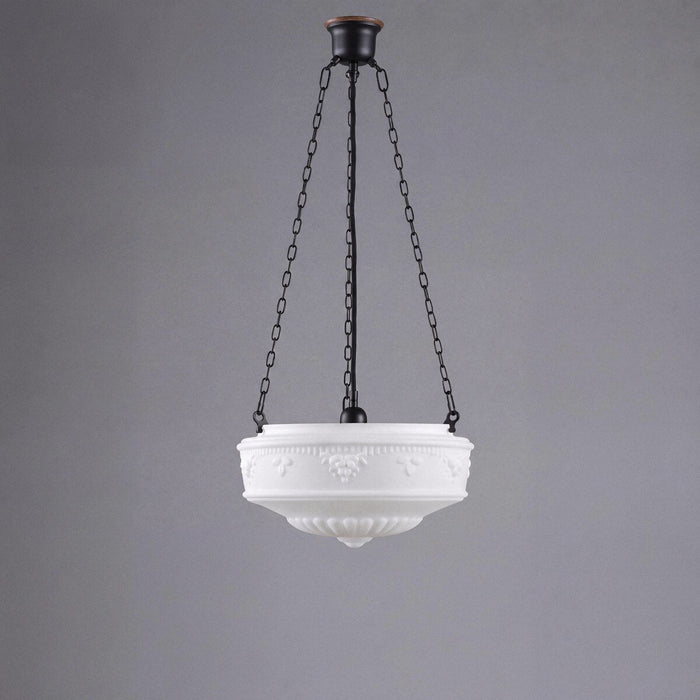 3 Chain Suspension Pendant Patina Black With 14" Senator Opal Matt Glass - 3020006