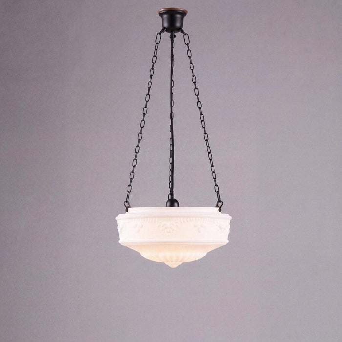 3 Chain Suspension Pendant Patina Black With 14" Senator Opal Matt Glass - 3020006