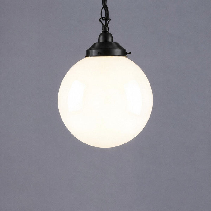 Single Chain Pendant Patina Black With 10" Sphere Opal Gloss Glass - 3020055