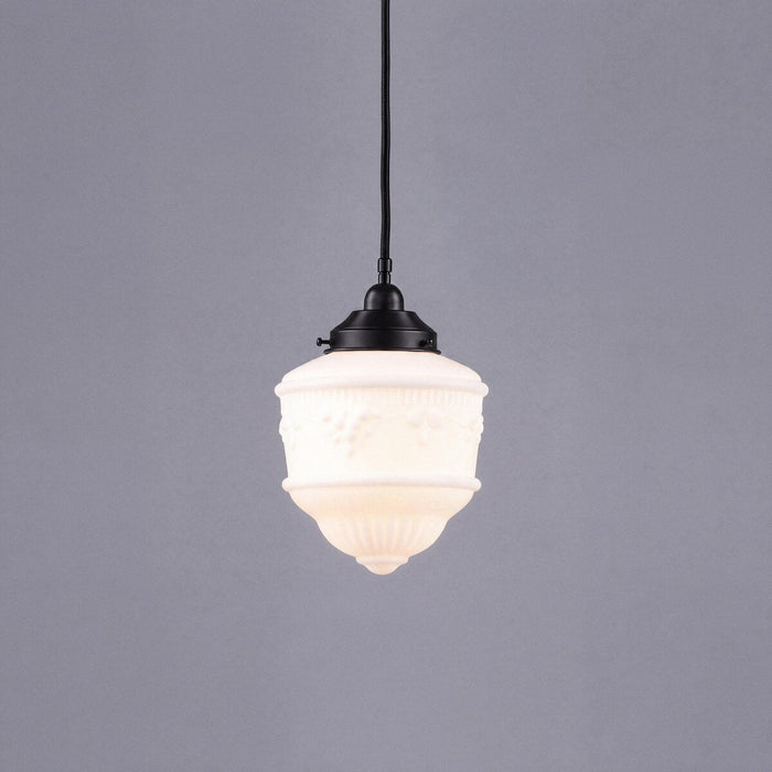 Single Cord Pendant Patina Black With 8" Senator Opal Matt Glass - 3020059
