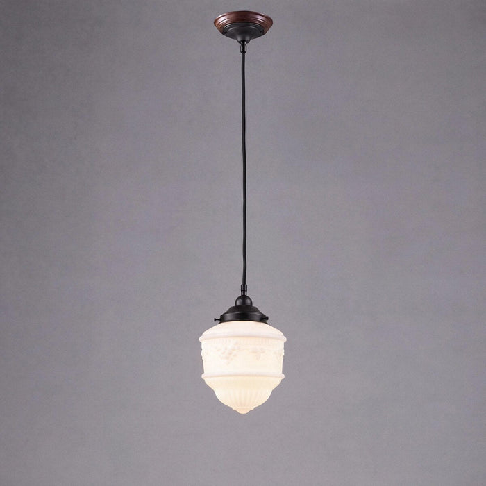 Single Cord Pendant Patina Black With 8" Senator Opal Matt Glass - 3020059