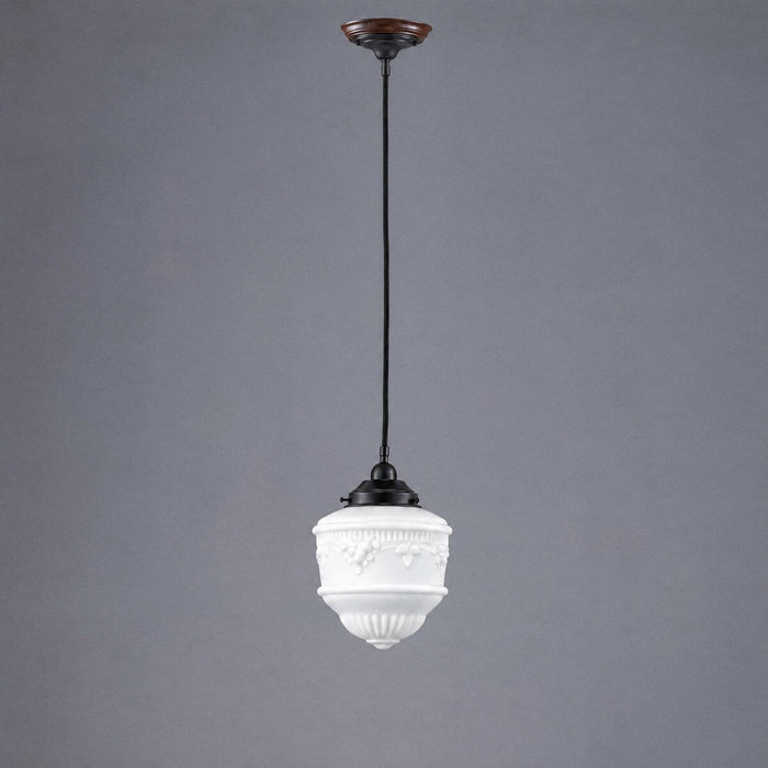 Single Cord Pendant Patina Black With 8" Senator Opal Matt Glass - 3020059