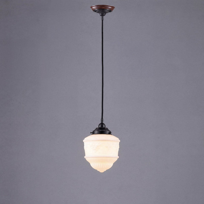 Single Cord Pendant Patina Black With 8" Senator Opal Matt Glass - 3020059