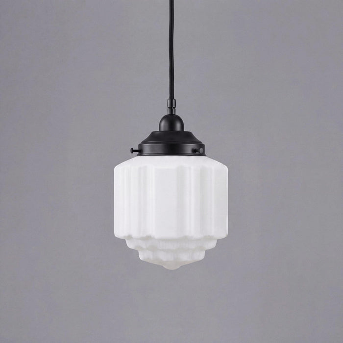 Single Cord Pendant Patina Black With 8" St Kilda Opal Matt Glass - 3020067