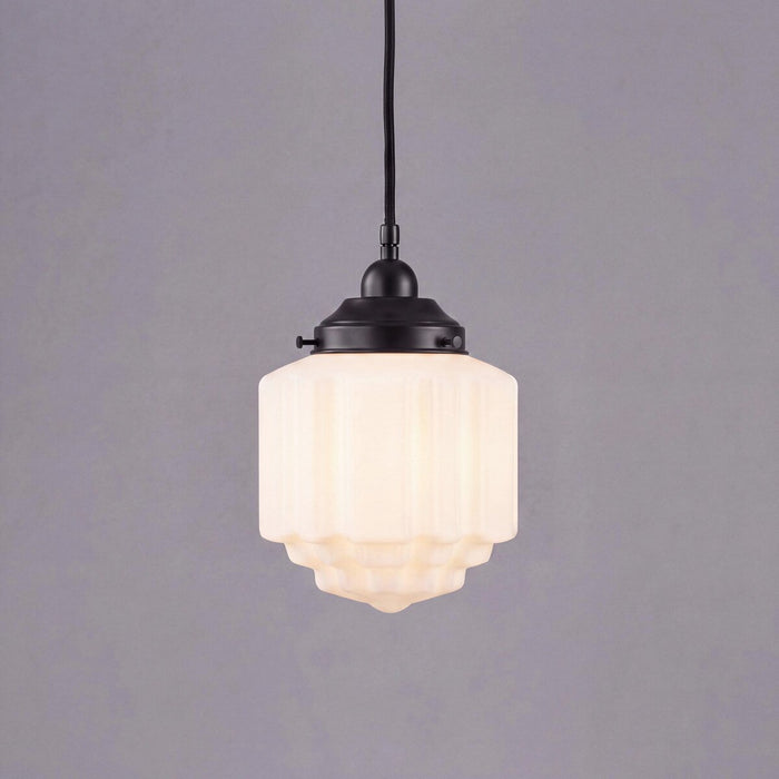 Single Cord Pendant Patina Black With 8" St Kilda Opal Matt Glass - 3020067