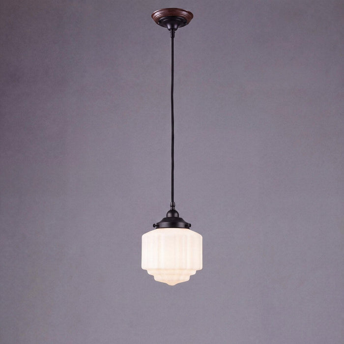Single Cord Pendant Patina Black With 8" St Kilda Opal Matt Glass - 3020067