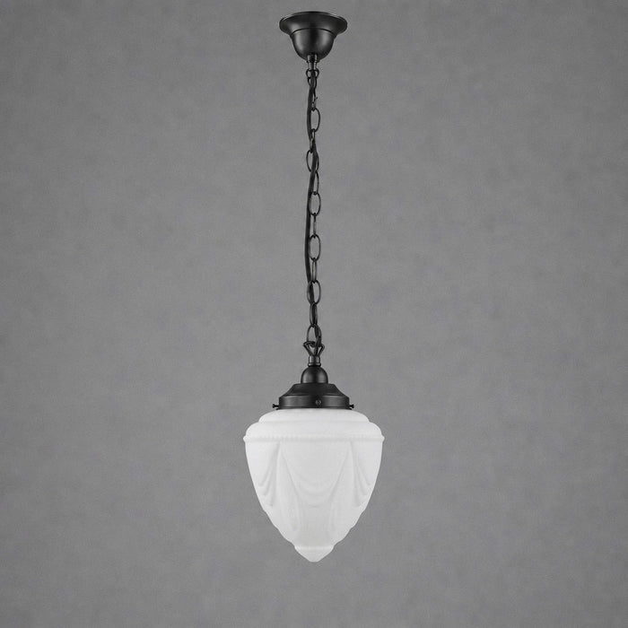 Single Chain Pendant Patina Black With 8" Empire Opal Matt Glass - 3020068