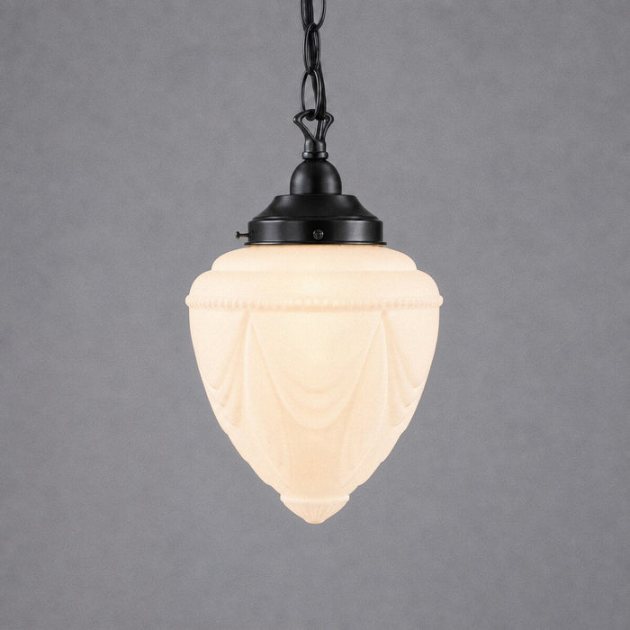 Single Chain Pendant Patina Black With 8" Empire Opal Matt Glass - 3020068
