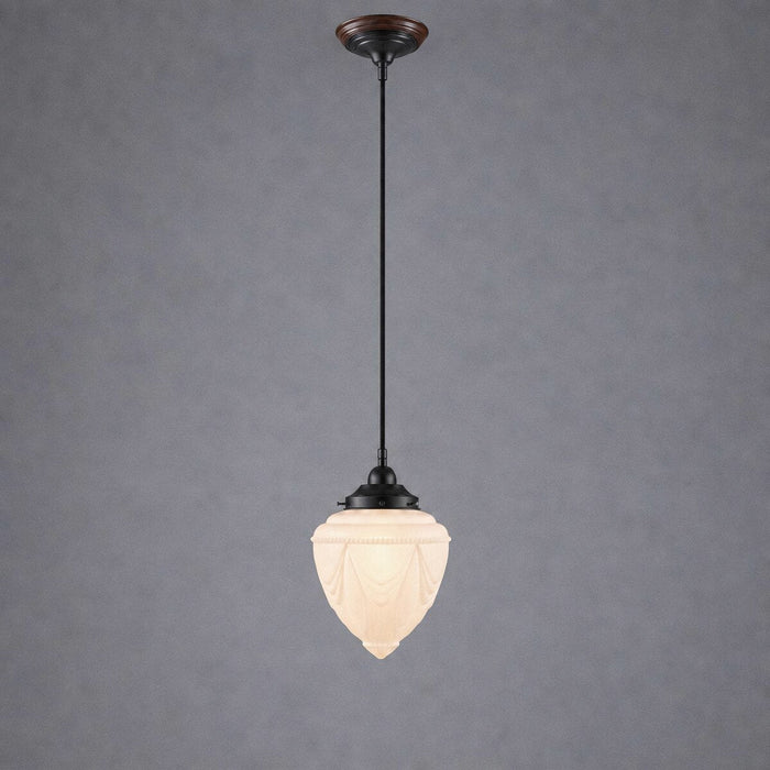 Single Cord Pendant Patina Black With 8" Empire Opal Matt Glass - 3020069