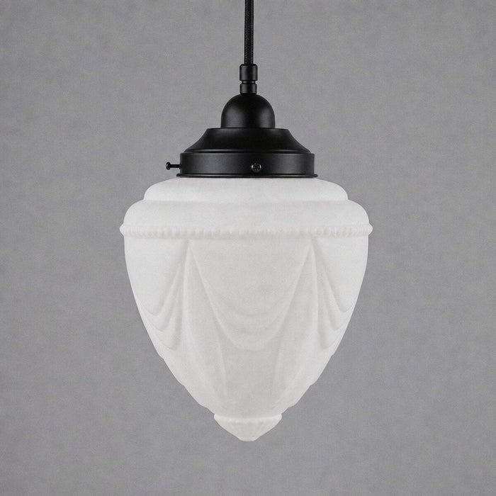 Single Cord Pendant Patina Black With 8" Empire Opal Matt Glass - 3020069