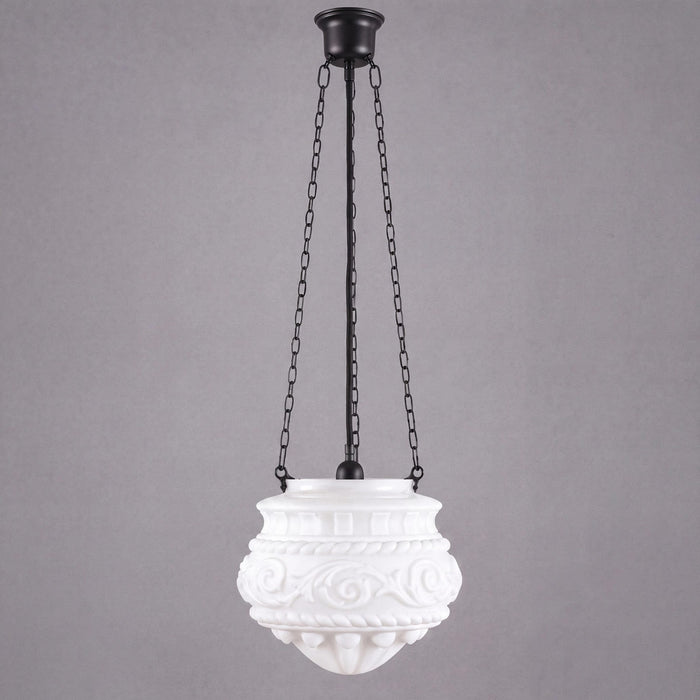 3 Chain Suspension Pendant Patina Black With 12" Premier Opal Matt Glass - 3020070