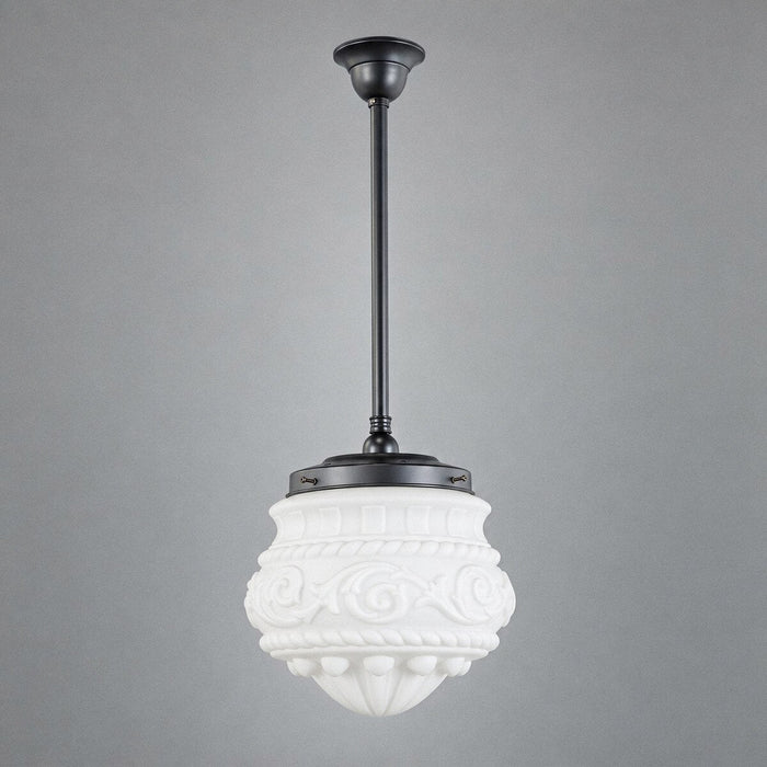 Single Rod Pendant Patina Black With 12" Premier Opal Matt Glass - 3020107
