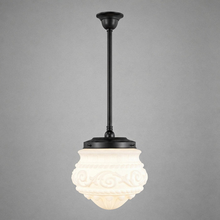 Single Rod Pendant Patina Black With 12" Premier Opal Matt Glass - 3020107