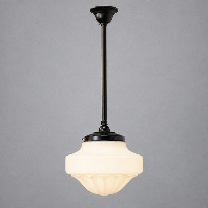 Single Rod Pendant Patina Black With 13" Derby Opal Matt Glass - 3020109