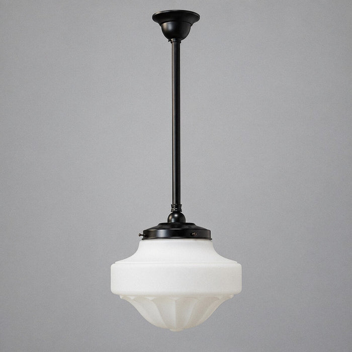 Single Rod Pendant Patina Black With 13" Derby Opal Matt Glass - 3020109