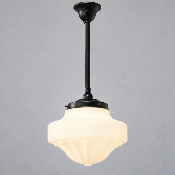 Single Rod Pendant Patina Black With 13" Derby Opal Matt Glass - 3020109