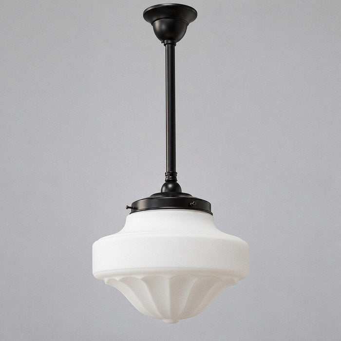 Single Rod Pendant Patina Black With 13" Derby Opal Matt Glass - 3020109
