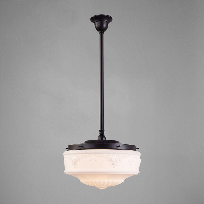 Single Rod Pendant Patina Black With 14" Senator Opal Matt Glass - 3020112