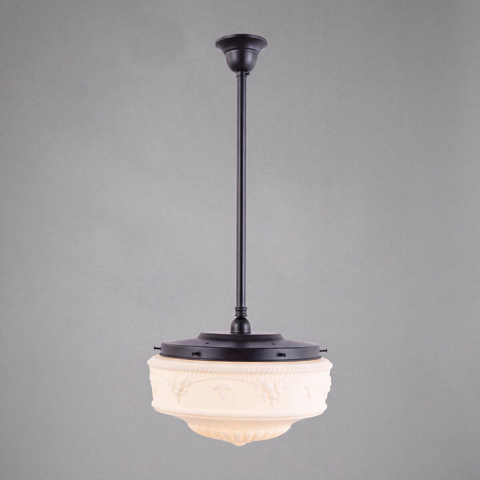 Single Rod Pendant Patina Black With 14" Senator Opal Matt Glass - 3020112