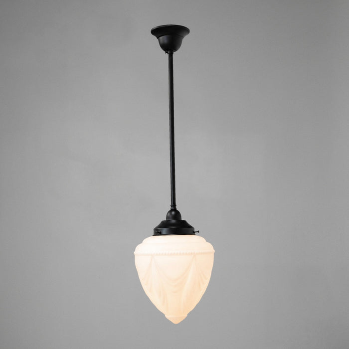 Single Rod Pendant Patina Black With 8" Empire Opal Matt Glass - 3020118